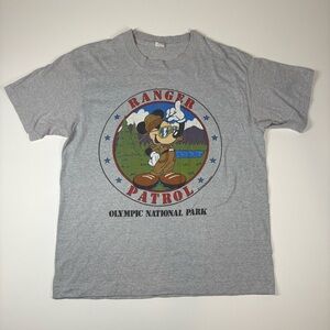 Vintage Disney Ranger Patrol T-Shirt Mickey Mouse Olympic National Park Collect